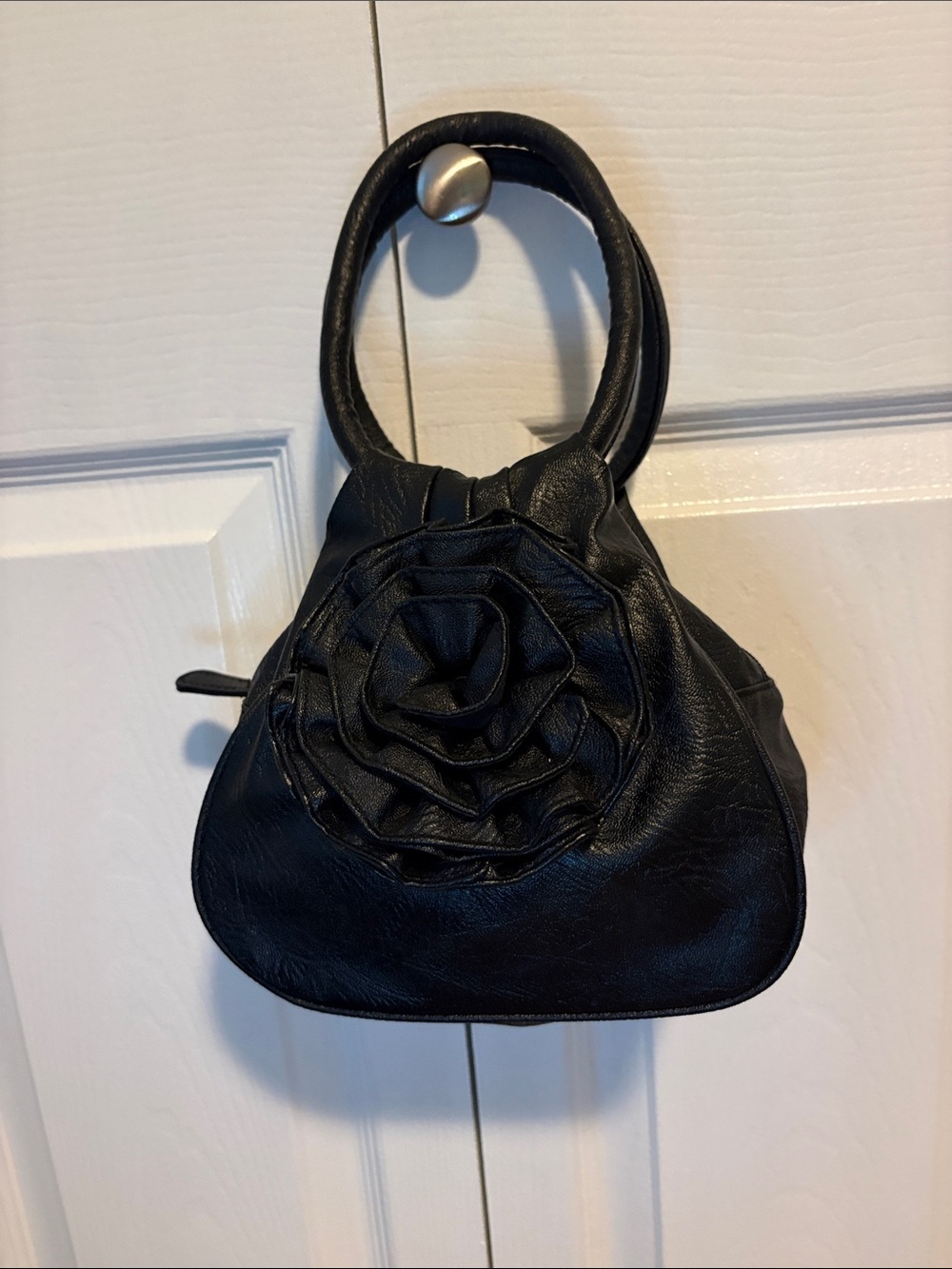 Black Floral Accent Women's Handbag